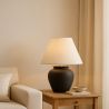 Vintage-Tischlampe - Keramikfuß und Stoffschirm - Luno image 7