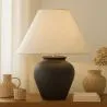 Vintage-Tischlampe - Keramikfuß und Stoffschirm - Luno image 7