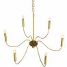 Goldene Pendelleuchte mit 6 Armen – Moderner Kronleuchterstil aus Metall - Vintessa image 7