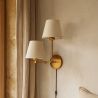 Goldene Wandleuchte mit Kabel und zwei Schirmen - Bretaña image 7
