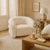 Moderner Sessel Gepolstert In Bouclé-Stoff Cremeweiß – Geschwungenes Und Bequemes Design - Gab image 7