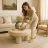 Design-Ottoman In Weißem Bouclé – Moderner Couchtisch - Sera image 7
