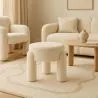 Hocker Gepolstert Mit Bouclé-Stoff In Off-White – Moderner Sitz Für Wohnzimmer Und Schlafzimmer - Boreta image 7