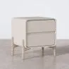 Nachttisch scandi modern bezogen in Kunstleder mit 2 Schubladen und Füße aus natürlichem Holz - Bennis image 7