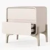 Nachttisch scandi modern bezogen in Kunstleder mit 2 Schubladen und Füße aus natürlichem Holz - Bennis image 7