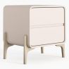 Nachttisch scandi modern bezogen in Kunstleder mit 2 Schubladen und Füße aus natürlichem Holz - Bennis image 7