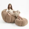Sessel mit Hocker Gepolstert – Weicher Stoff – Rubi image 7