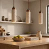 Deckenpendelleuchte Holz & Travertin – Élodie image 7