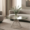 Kaffeetisch Rund Glas und Metall – Moderner Wohnzimmer Tisch – Barrel image 7
