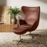 Sessel mit Fußstütze im Ei-Design - Lederbezug - Brave image 7