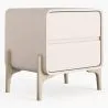 Nachttisch scandi modern bezogen in Kunstleder mit 2 Schubladen und Füße aus natürlichem Holz - Bennis image 9