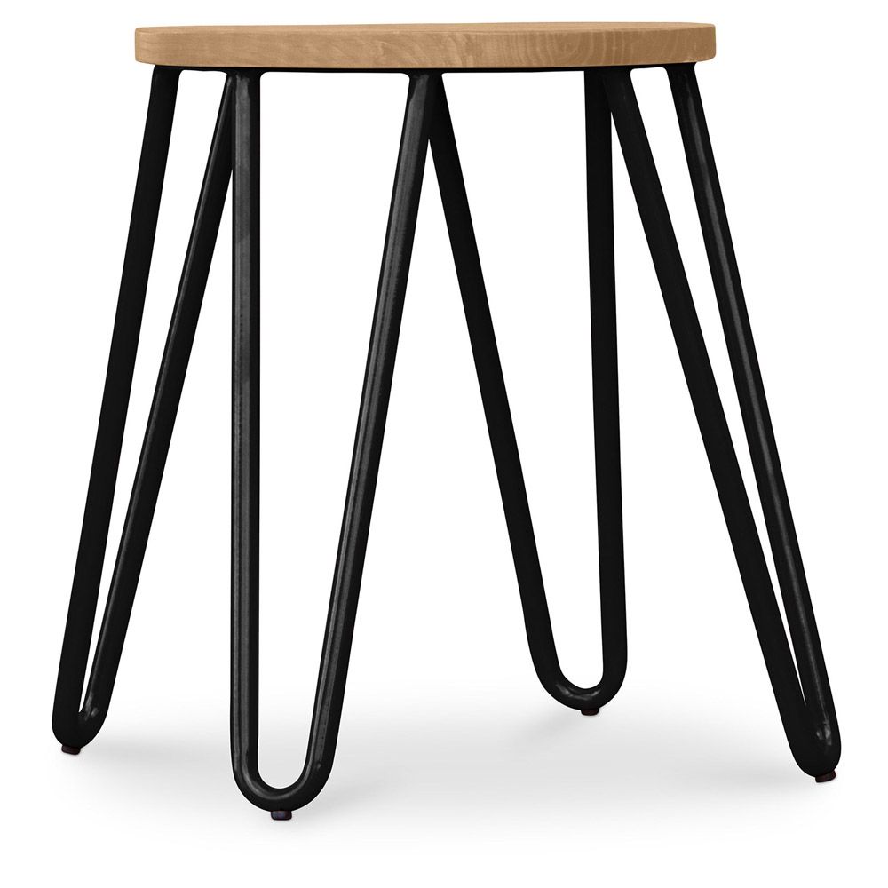 Runder Barhocker - Industriedesign - Holz & Stahl - 44cm - Hairpin image 8