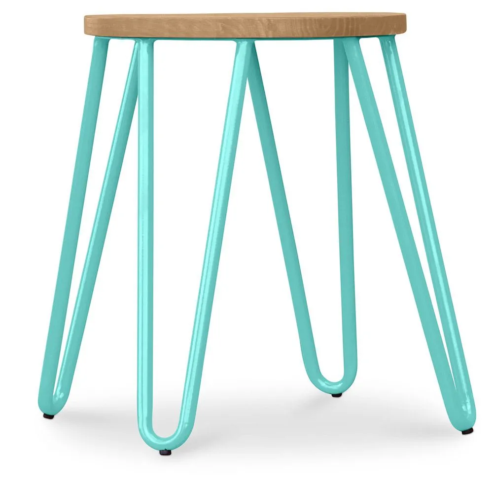 Runder Barhocker - Industriedesign - Holz & Stahl - 44cm - Hairpin image 8