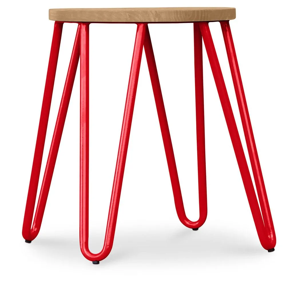Runder Barhocker - Industriedesign - Holz & Stahl - 44cm - Hairpin image 8