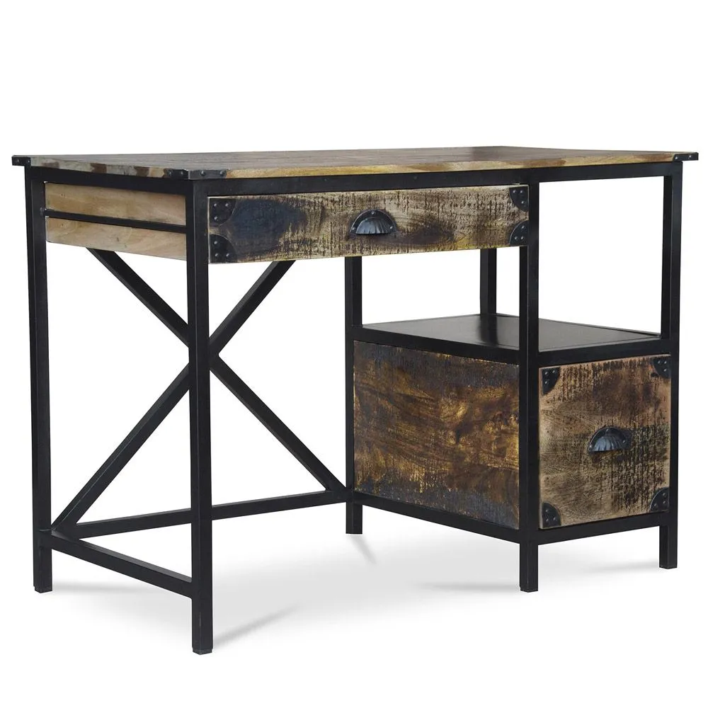 Holzschreibtisch mit Schubladen - Industriedesign - Nashville image 8