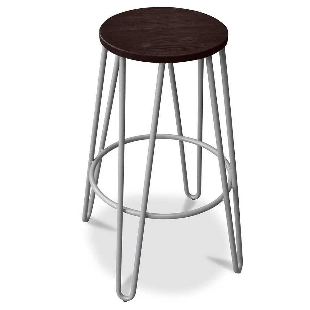 Runder Hocker - Industriedesign - Holz & Metall - 66cm - Hairpin image 8