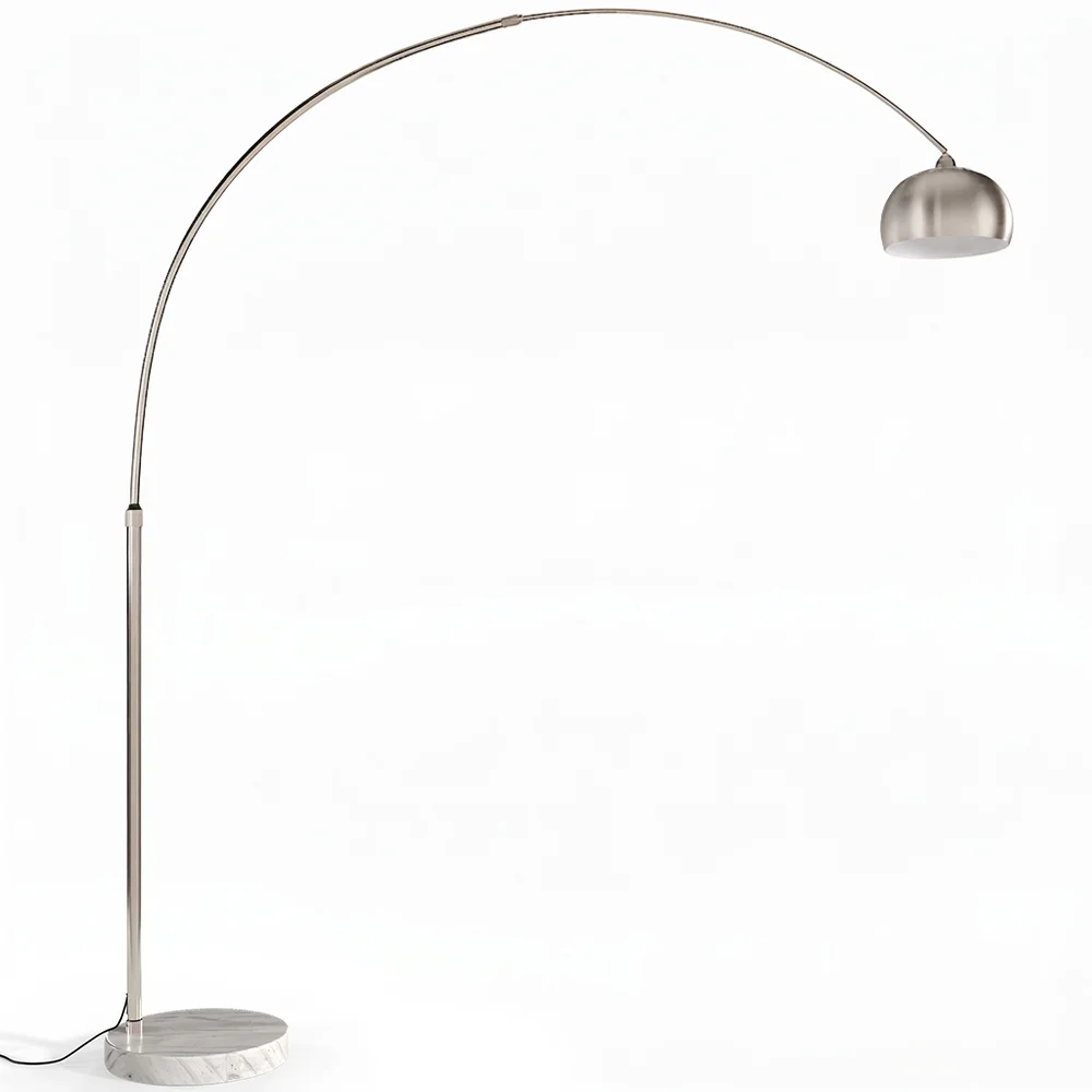 Gewölbte Metall-Stehlampe mit rundem Marmorfuß – Arko image 8