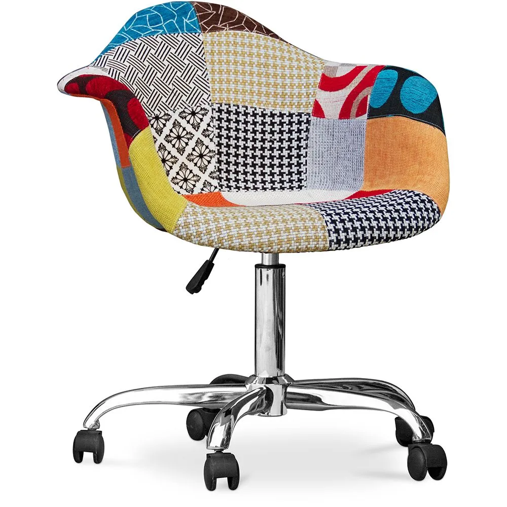 Bürostuhl mit Armlehnen - Schreibtischstuhl mit Rollen - Bezogen mit Patchwork - Patty image 8