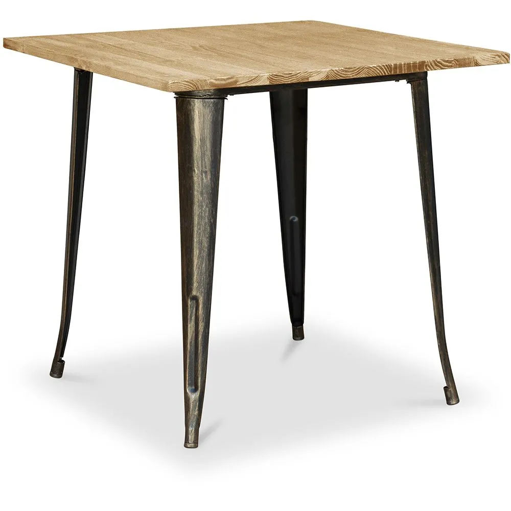 Industrieller quadratischer Esstisch - Holz und Metall - Stylix image 8