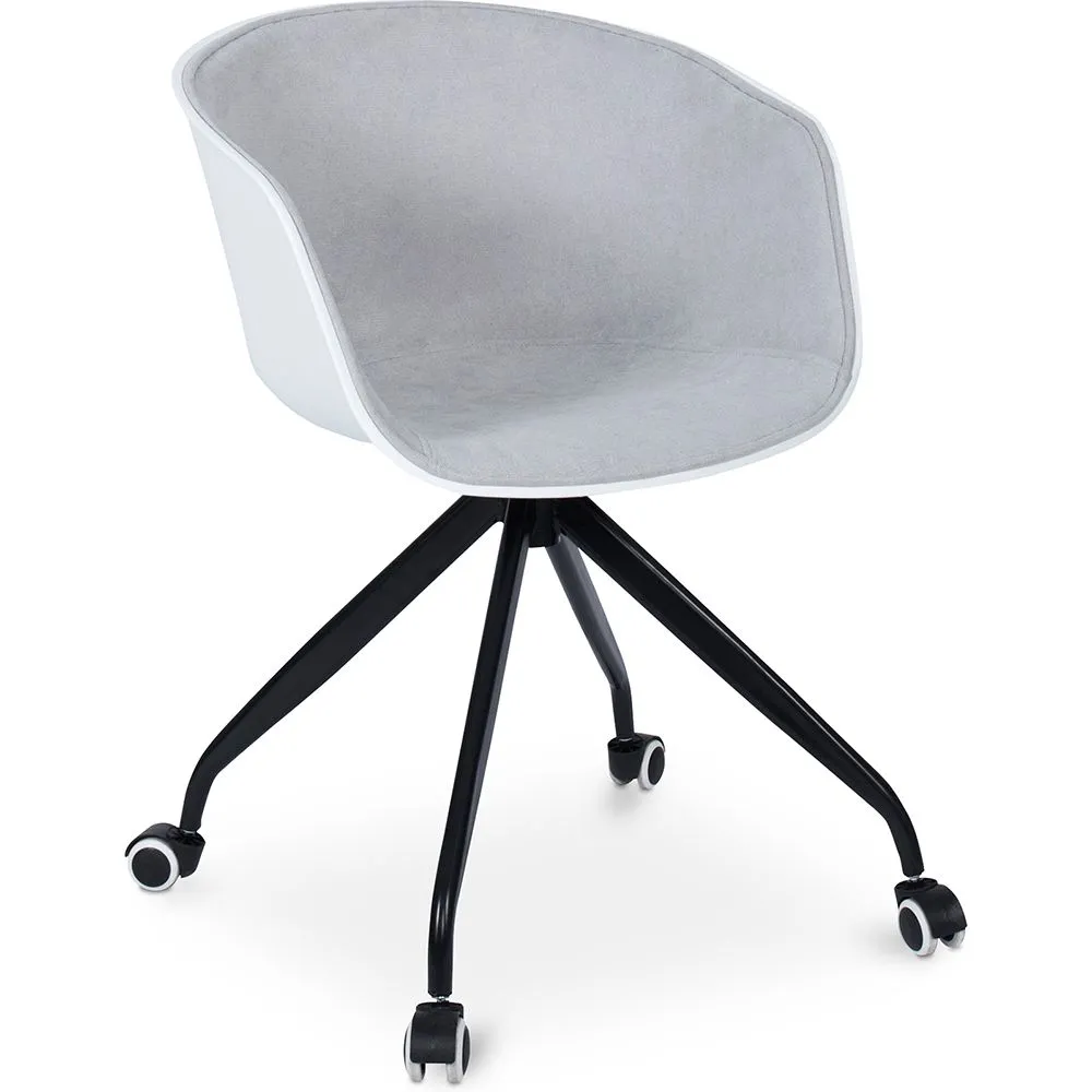 Bürostuhl mit Armlehnen - Schreibtischstuhl mit Rollen - Schwarz und Weiß - Jodie image 8