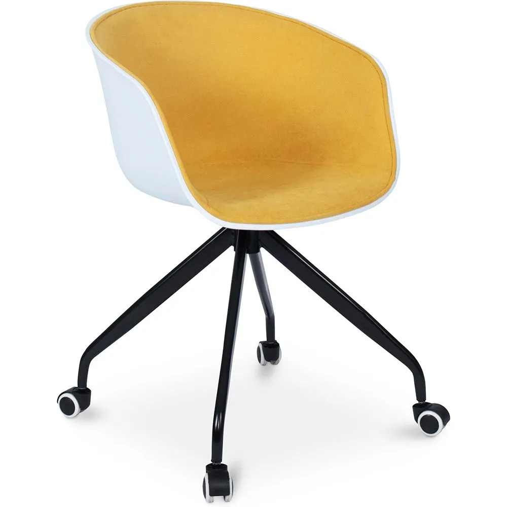 Bürostuhl mit Armlehnen - Schreibtischstuhl mit Rollen - Schwarz und Weiß - Jodie image 8