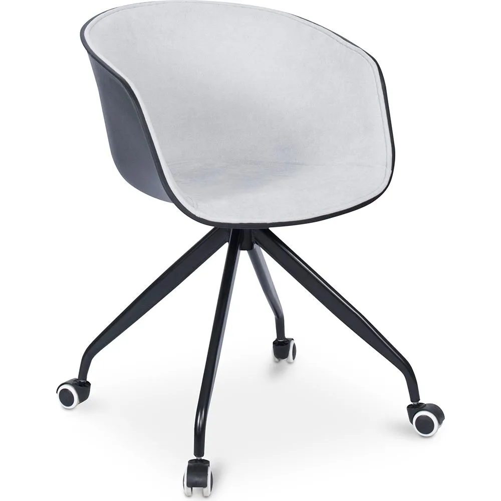 Gepolsterter Bürostuhl mit Armlehnen - Schreibtischstuhl mit Rollen - Schwarz und Weiß - Jodie image 8
