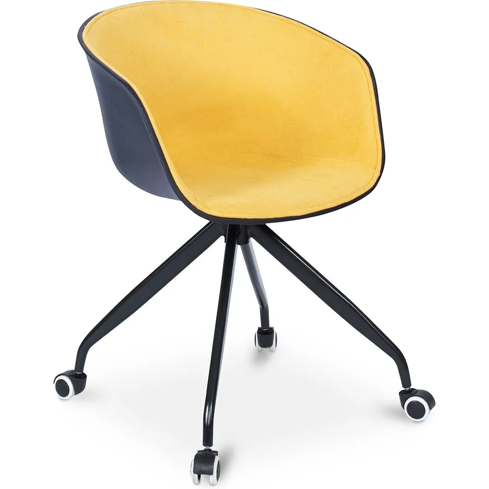 Gepolsterter Bürostuhl mit Armlehnen - Schreibtischstuhl mit Rollen - Schwarz und Weiß - Jodie image 8