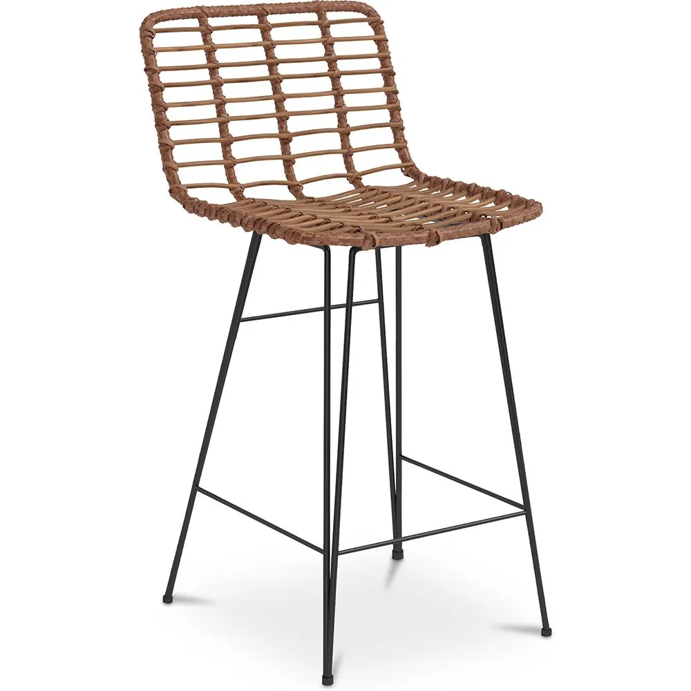 Barhocker aus Korbgeflecht mit Rückenlehne - Boho Bali Design - 75cm - Catori image 8
