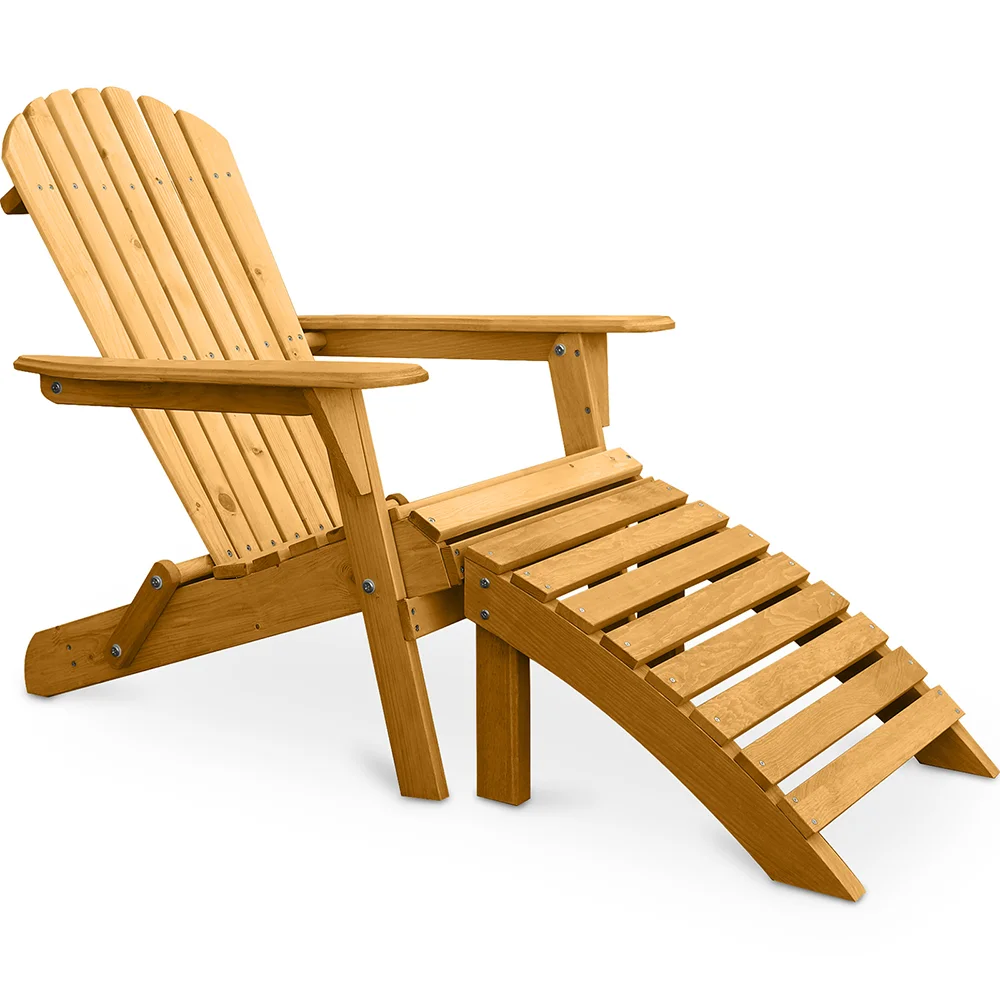 Liegestuhl mit Fußstütze - Gartenstuhl aus Holz - Adirondack image 8