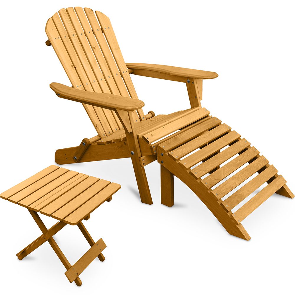 Stuhl für den Außenbereich mit Fußhocker und Tisch für den Außenbereich & Garten - Holz - Alana image 8