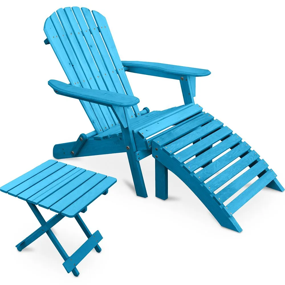 Stuhl für den Außenbereich mit Fußhocker und Tisch für den Außenbereich & Garten - Holz - Alana image 8