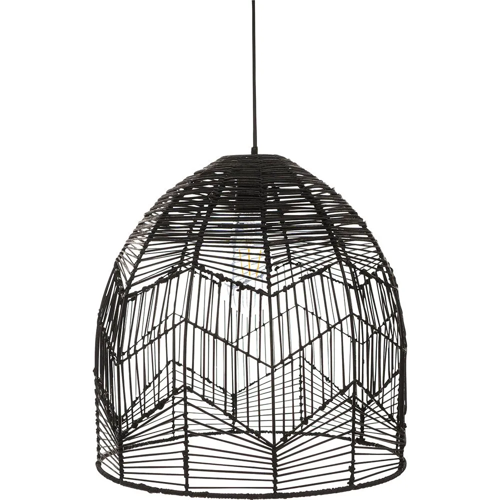 Schwarze Rattan-Deckenlampe - Boho-Bali-Design-Pendelleuchte - Le image 8