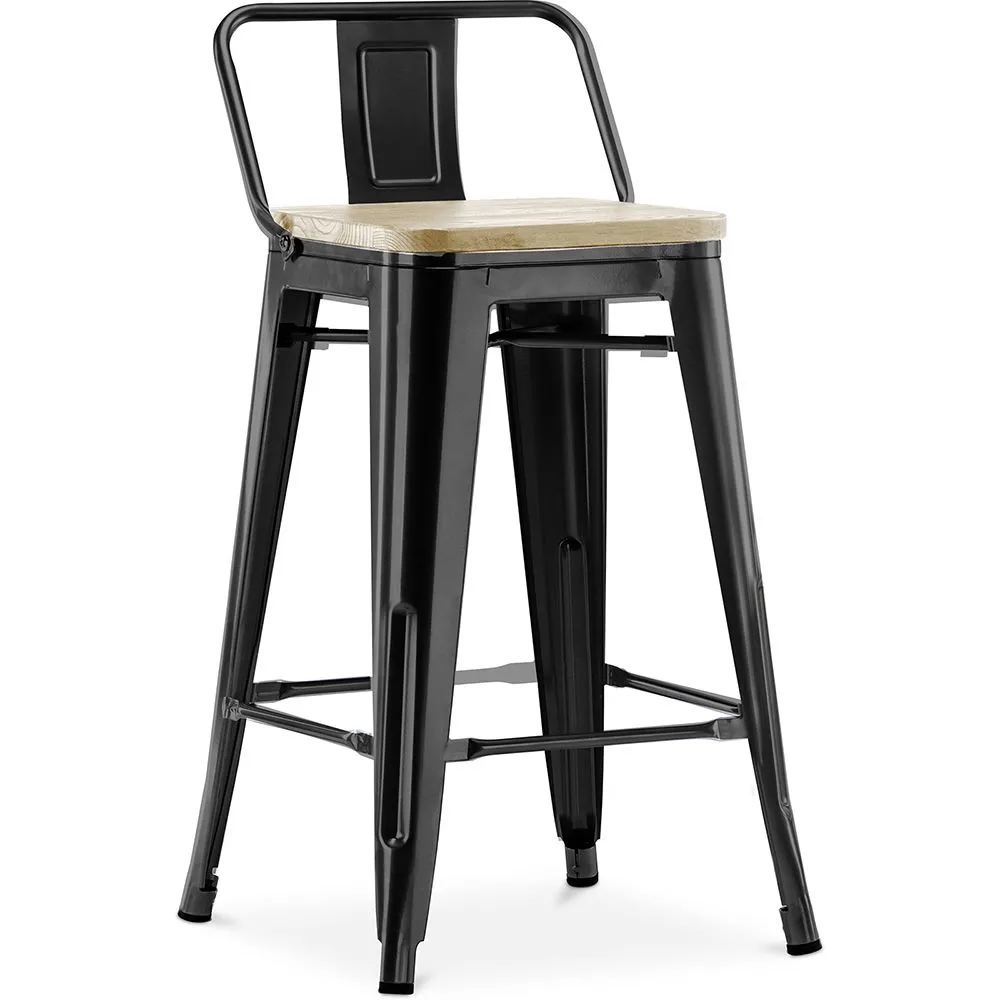 Barhocker mit Rückenlehne - Industriedesign - Holz & Stahl - 60cm - New Edition - Stylix image 8