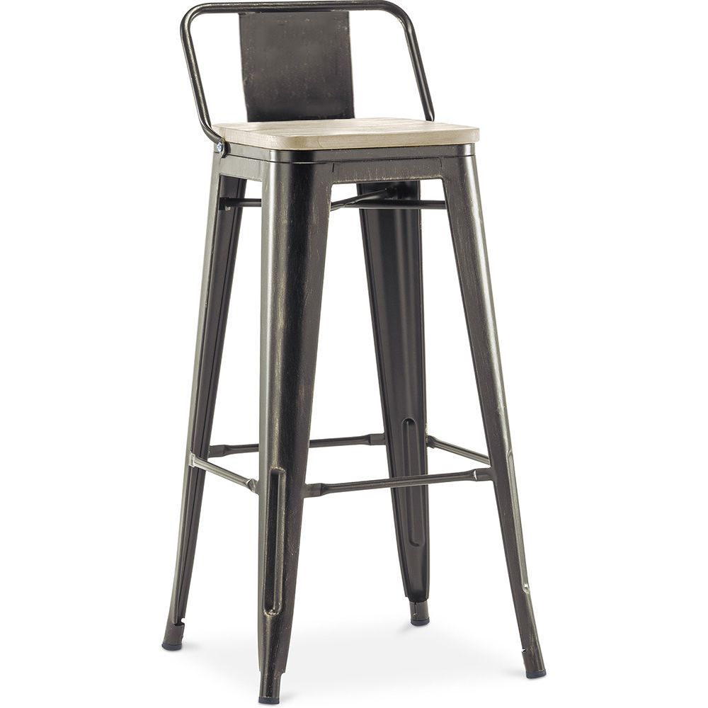 Barhocker mit Rückenlehne - Industriedesign - Holz & Stahl - 76cm - New Edition - Stylix image 8