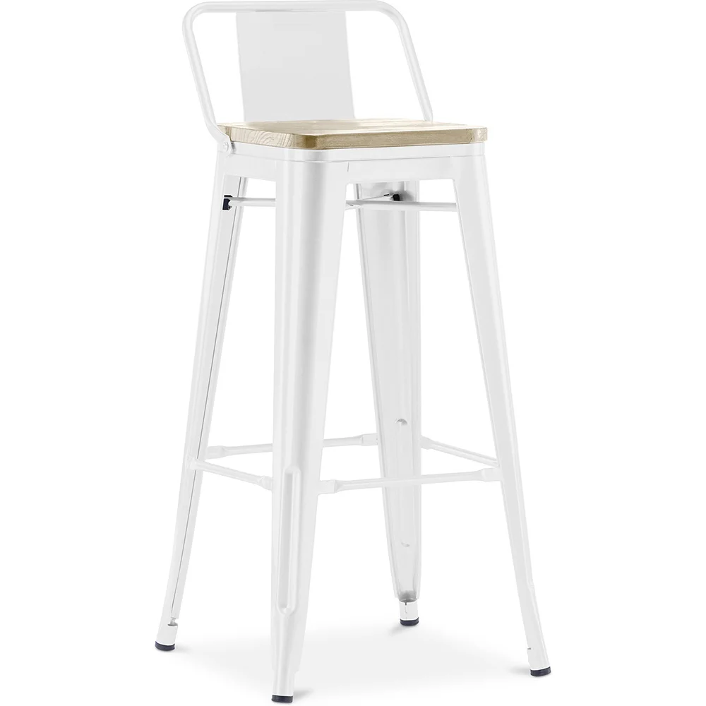 Barhocker mit Rückenlehne - Industriedesign - Holz & Stahl - 76cm - New Edition - Stylix image 8