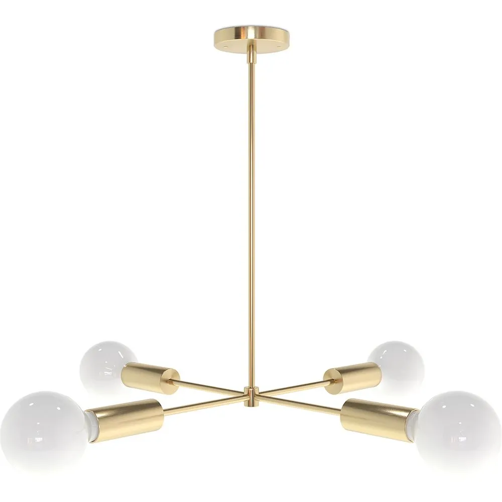 Deckenlampe in Gold - Design-Pendelleuchte - 4 Arme - Retan image 8