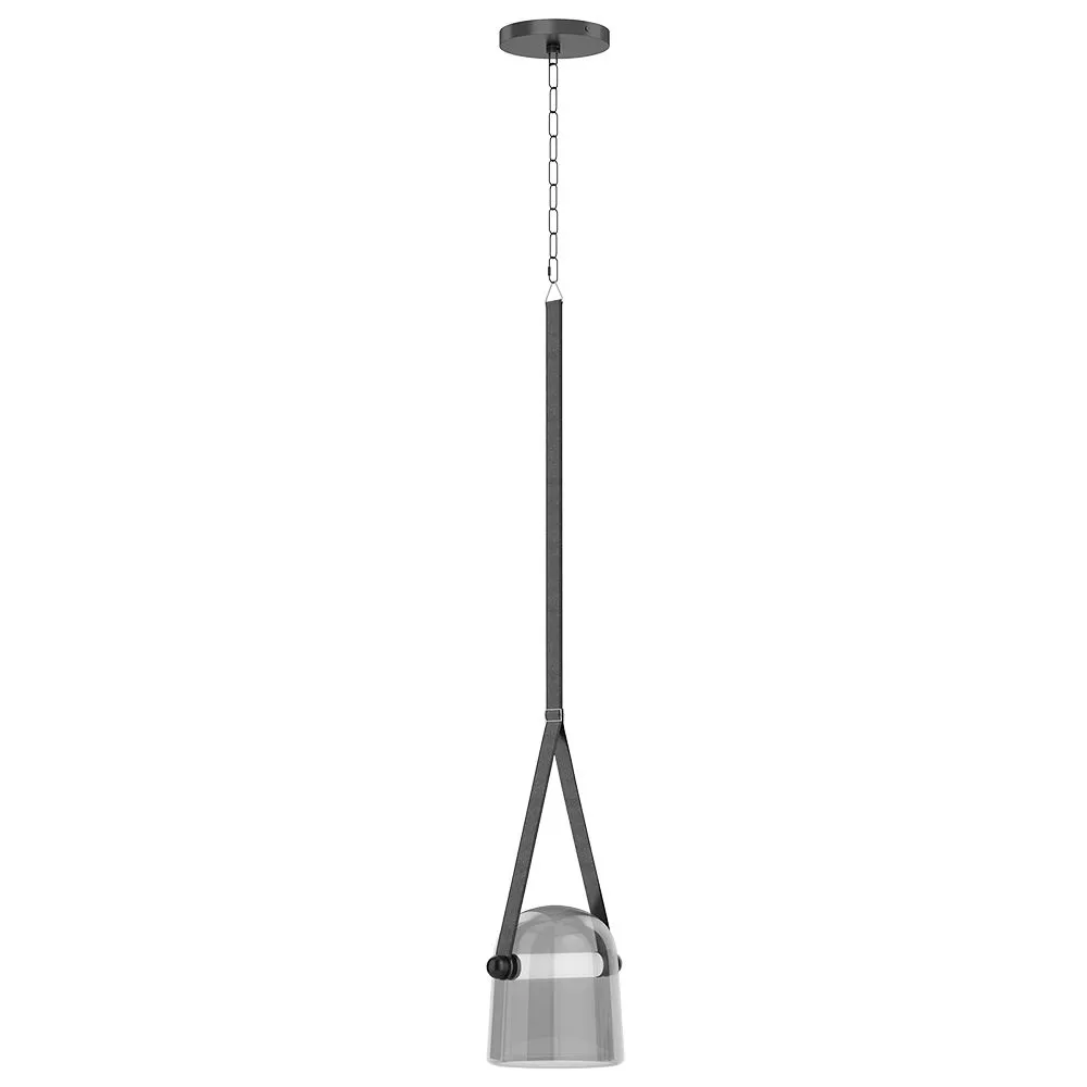 Deckenlampe - Pendelleuchte - Leder und Glas - Bim image 8