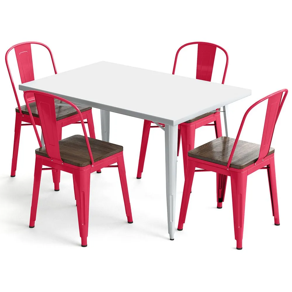 Pack Esstisch und 4 Esszimmerstühle Industriedesign - Neuauflage - Bistrot Stylix image 8