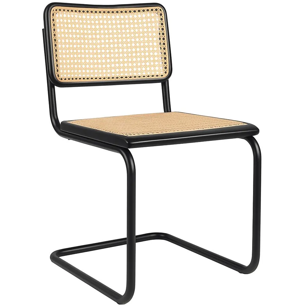 Esszimmerstuhl - Vintage Design - Holz und natürliches Rattan - Schwarz - Bastral image 8
