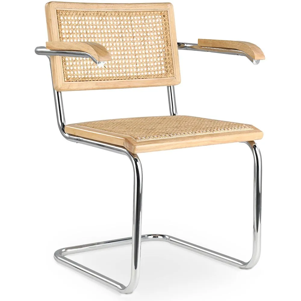 Esszimmerstuhl mit Armlehnen - Vintage Design - Holz und Rattan - Bruna image 8
