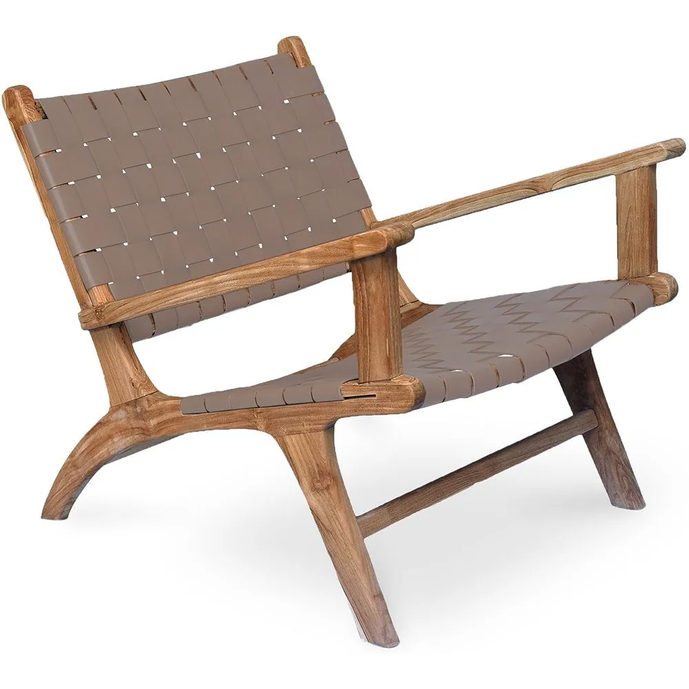 Loungesessel mit Armlehnen - Boho Bali Design Armchair - Holz und Leder - Recia image 8