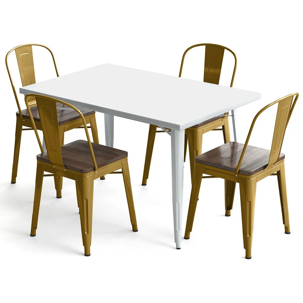 Pack Esstisch und 4 Esszimmerstühle Industriedesign - Neuauflage - Bistrot Stylix image 8
