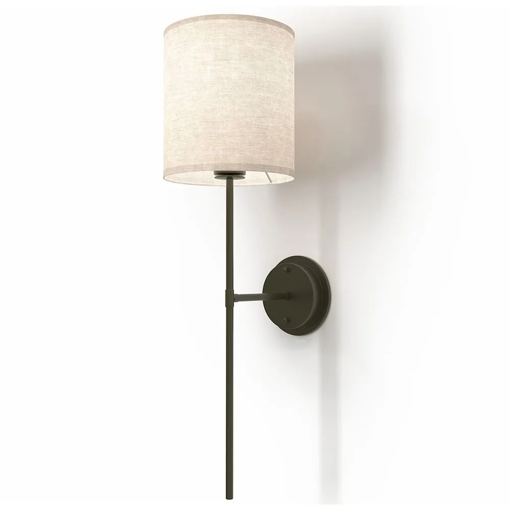 Wandleuchte – schwarzes Metall mit Stofflampenschirm – Dena image 8
