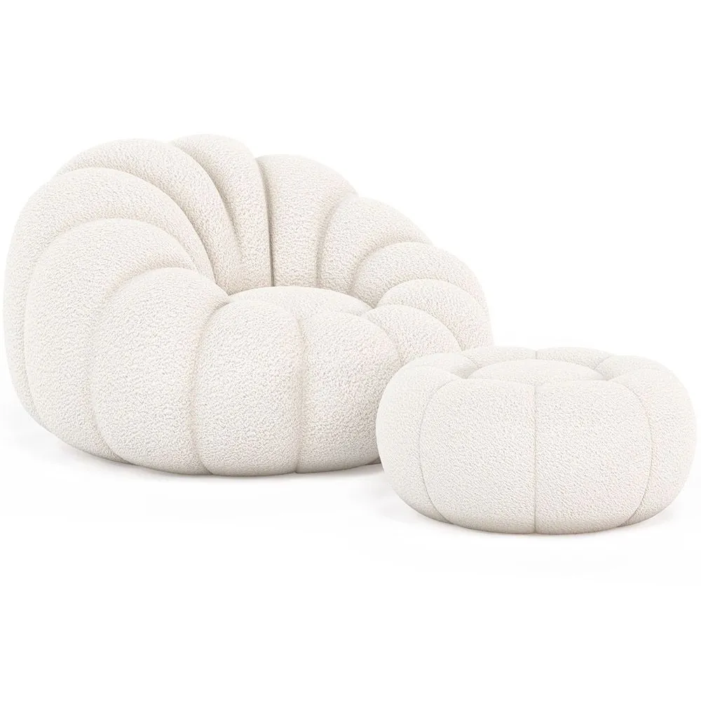 Gepolsterter Sitzsack-Sessel - Weißer Bouclé - Rubi image 8