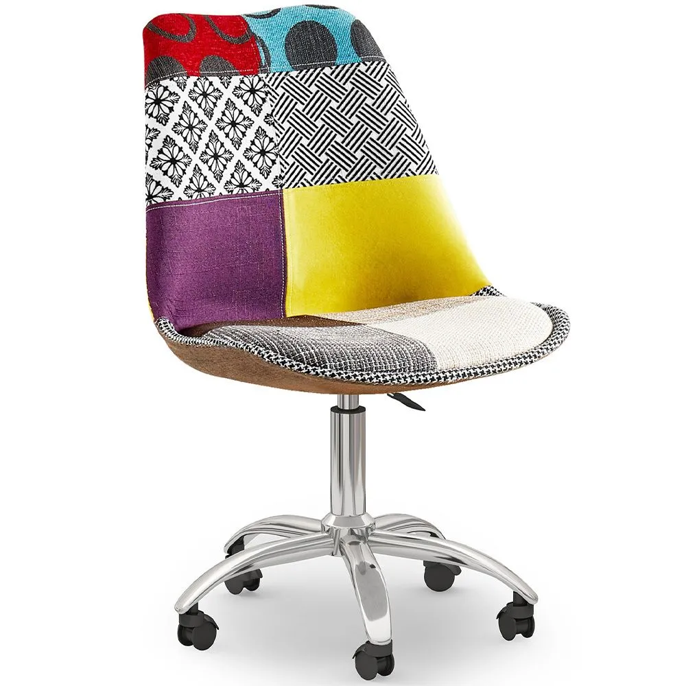 Drehbarer Bürostuhl - Patchwork-Polsterung - Ray  image 8