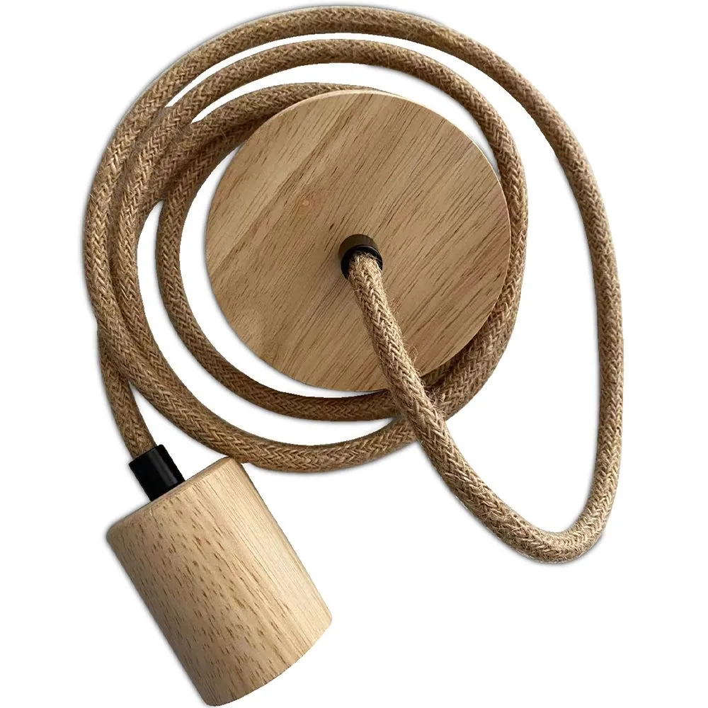 Pendelleuchtenkabel aus Jute und Holz - 200cm - Hanz image 8