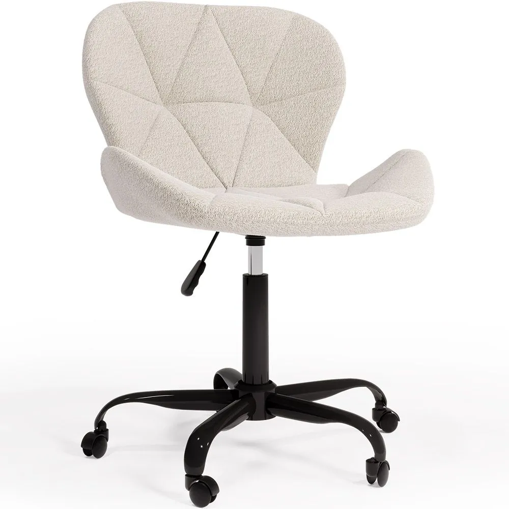 Bürostuhl mit Rädern - Drehstuhl - Bezogen mit Bouclé-Stoff - Schwarzes Wito-Gestell image 8