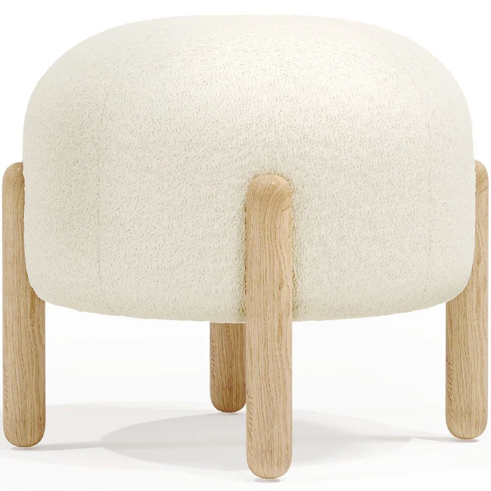  Niedriger Hocker Gepolstert in Bouclé - Curve image 8