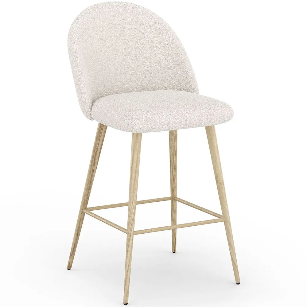 Hocker gepolstert mit Bouclé-Stoff - Skandinavisches Design - 66cm - Evelyne image 8