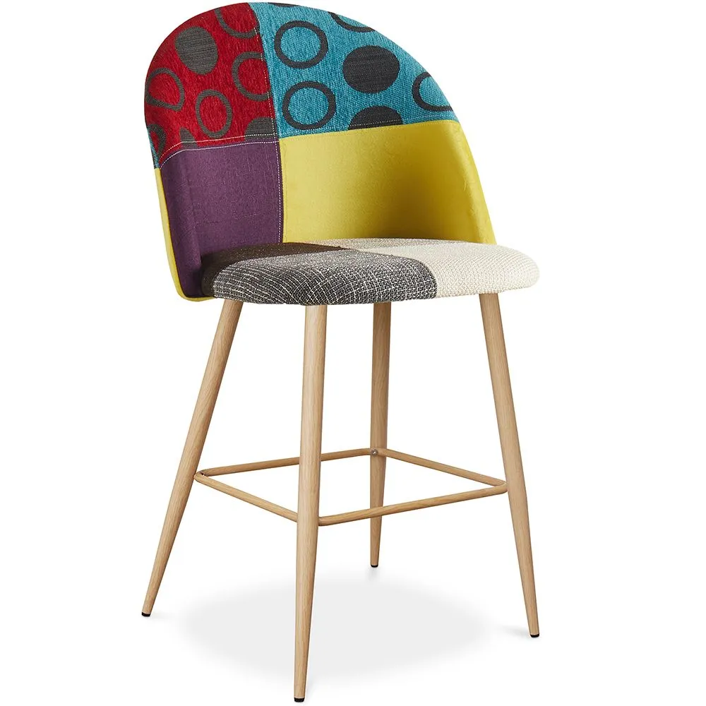 Gepolsterter Hocker im Patchwork-Stil - Skandinavischer Stil - 66cm - Evelyne image 8